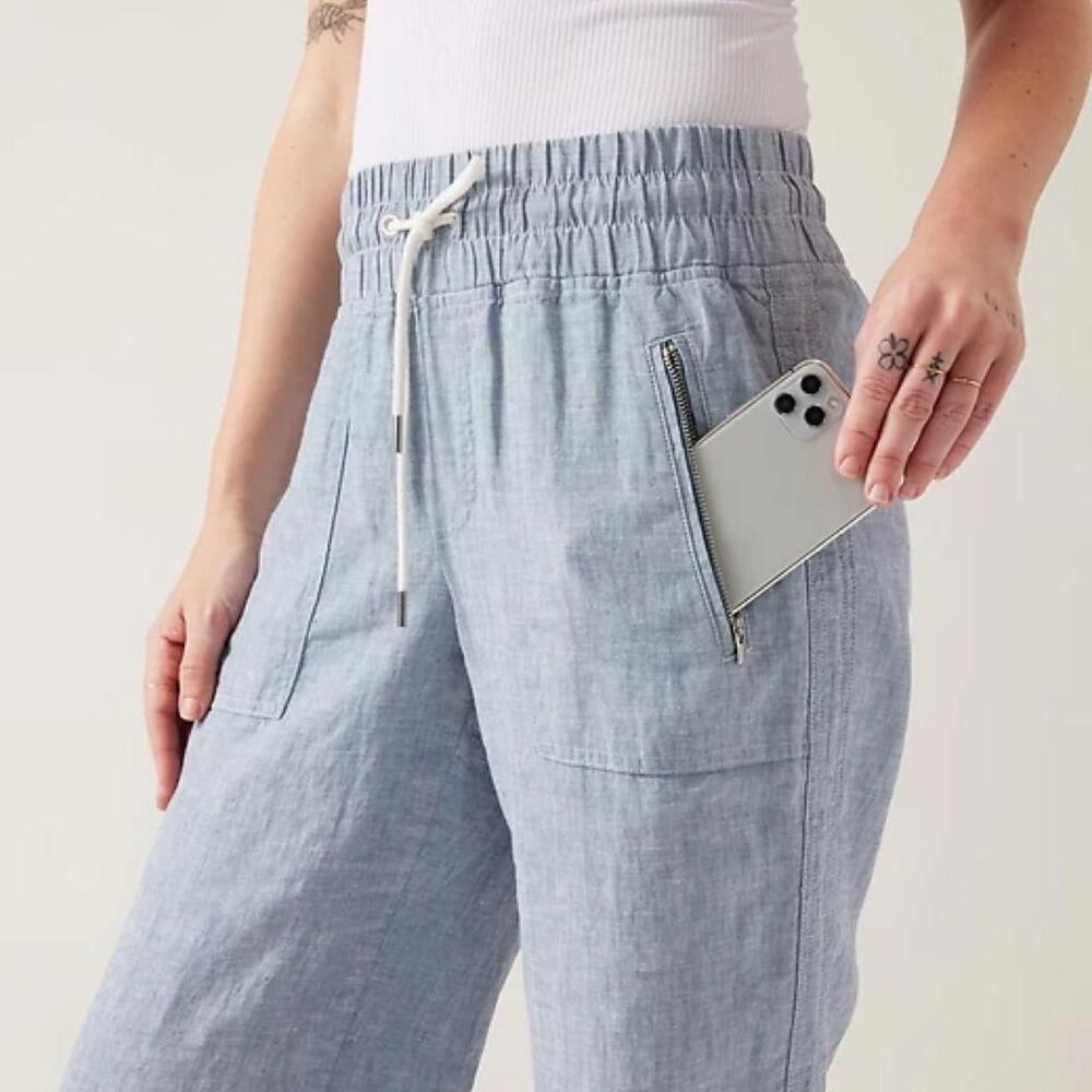 Athleta Cabo Linen Wide Leg Pant - size 0P